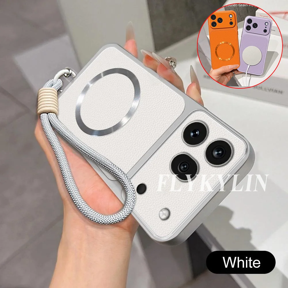 Litchi Texture Protective Phone Case with Magnetic Attraction and Hanging Rope
