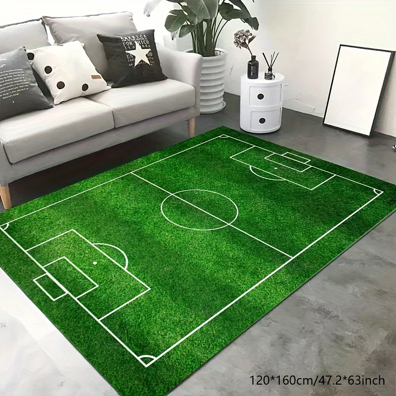 Description Picture 5 of itemSoccer Field Pattern Area Carpet for Boy's Bedroom Living Room Decoration Washable  Polyester Anti Slip Floor Mat Sofa Decor Rug