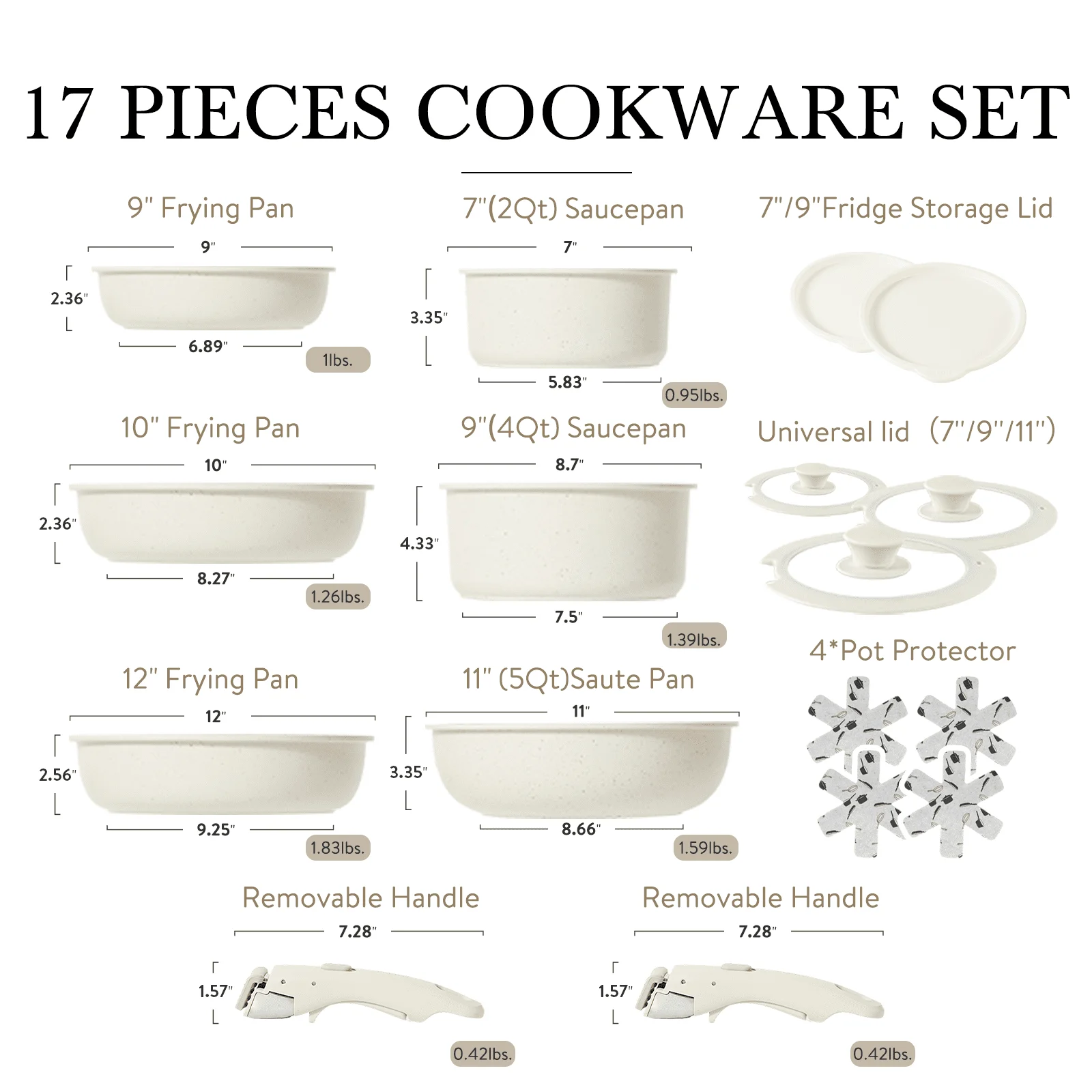 Carote Nonstick Cookware Sets with Detachable Handle, 5 Pcs Granite Non  Stick Pots and Pans Set with Removable Handle Cookware 