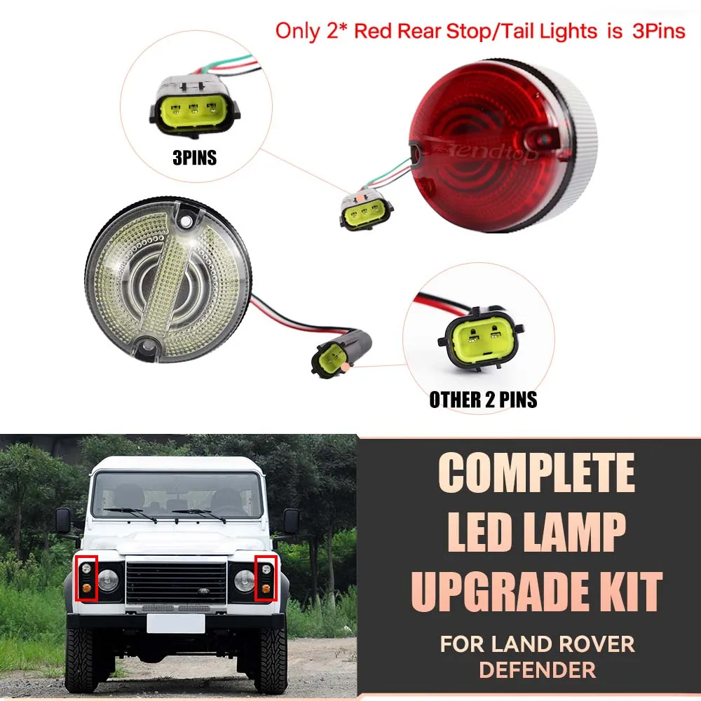 

10Pcs Car Front Rear Signal Indicator Lamp Stop Fog Reversing Light For Land Rover Defender 90 110 1983-1990/1990-2016