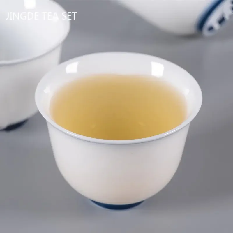 30ml Chinese Ceramic Tea Cups Portable Small Tea Bowl White Porcelain Teacup Tradition Tea Set Accessories Household Drinkware
