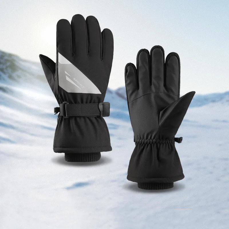 Ski Gloves Motorcycle Waterproof Fleece Thermal Mittens Men Winter Snowboard Snow Bike Gloves Non-slip Touch Screen Gloves