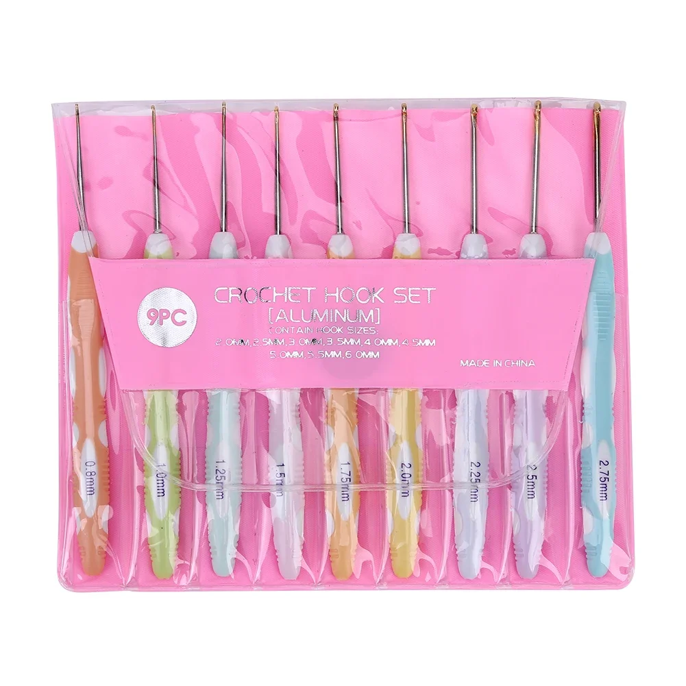 8/9pcs Knitting Needles Set Handmade Crafts Aluminum Crochet Hooks Needles Comfortable Grip Festival Gift for Sewing Weave Tool
