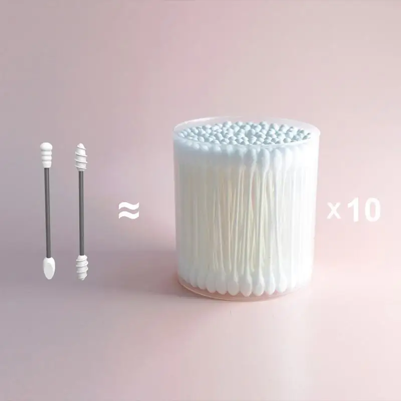 Silicone Cotton Swab Reusable Q-tips For Ears BPA Safe Extra Soft Makeup Removal Kids Safety Eco-Friendly Washable Mini Swabs