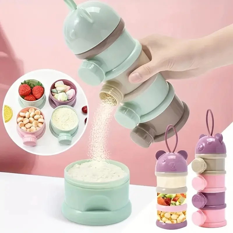 Baby Powder Box Portable Outdoor Large Capacity Compartment Split Storage Sealed Jar Multi-Layer Milk Powder Compartment baby food storage containers baby milk powder dispenser