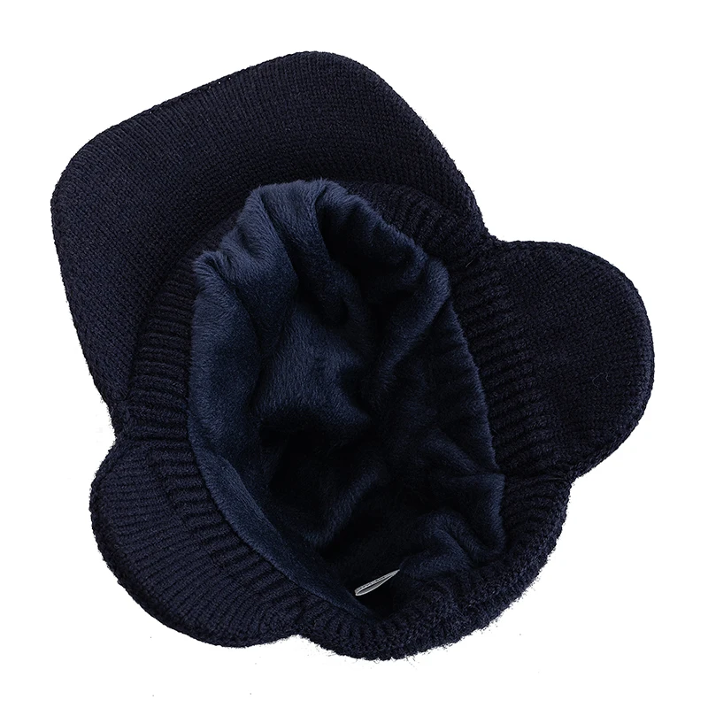 Hot Sale Man Winter Hat Plush Fur Lined Warm Earflap Hat Casual Beanie Cap For Men Outdoor Keep Ear Warm Knitted Hat