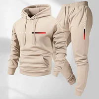 Ensemble de survêtement pour homme automne-hiver, sweat-shirt à capuche + pantalon de jogging à cordon de serrage, tenue de sport décontractée en deux pièces 4