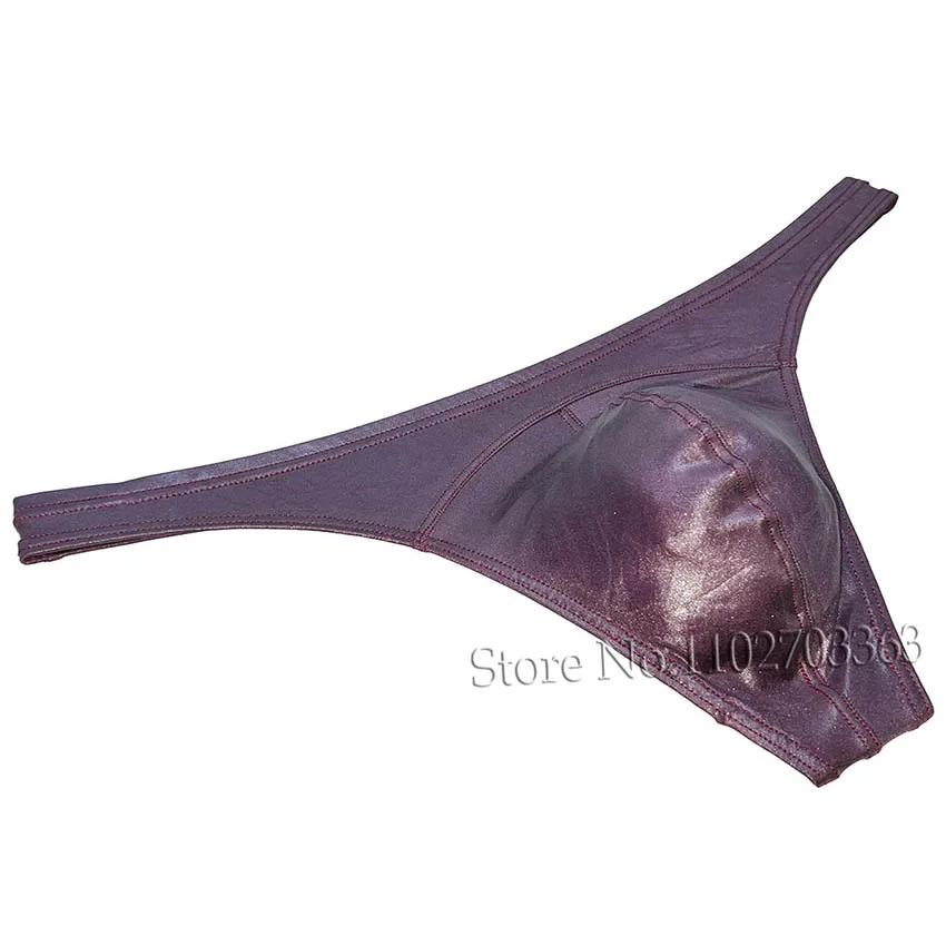 Men's Shiny Metallic Bikini G-string Tangas Underwear with Classic Bulge Pouch Sexy Lingeries Calcinha