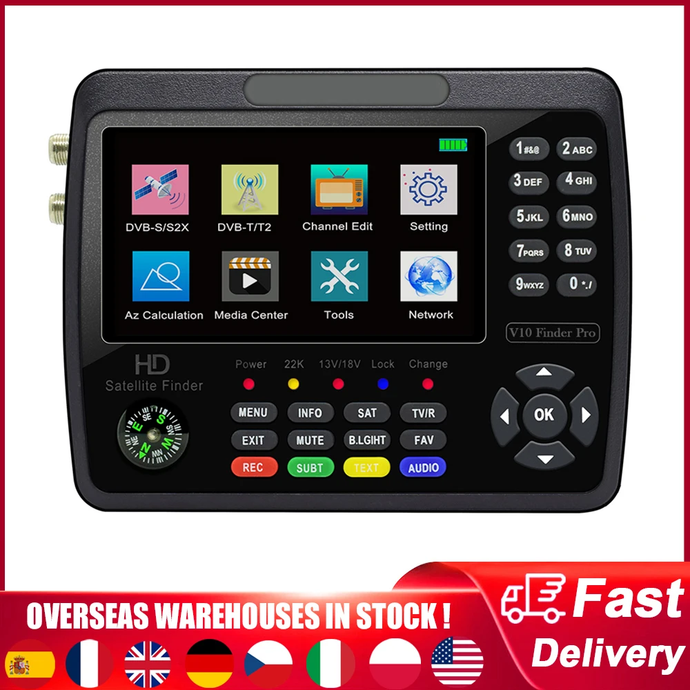 V10 Pro Satellite Finder HD TV Signal Finder DVB S/S2/S2X/T/T2 COMBO H