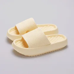 Summer Non - slip Soft Cloud Slippers - Comfy Thick Platform Slides for Home and Bathroom (YELLOW)