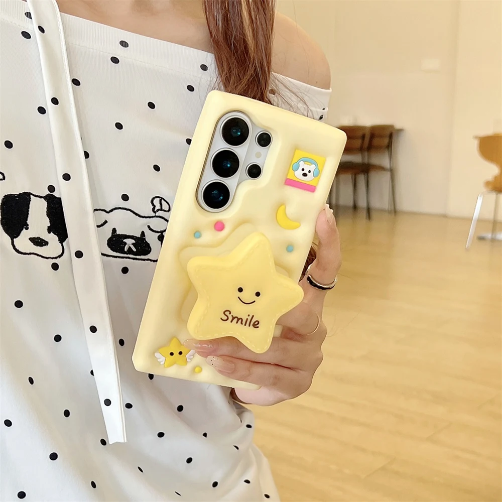 3D Twinkle Star Soft Phone Case with Stand Holder Cover