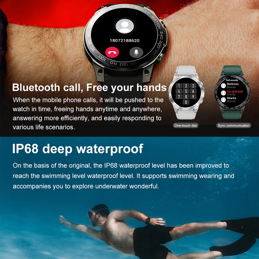 Смарт-часы AMOLED, 400 мАч, GPS, Bluetooth, водостойкие, IP68 (art.: 3920c159e55dc) - 3920c159e55dc