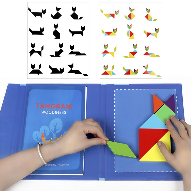Children's Magnetic Jigsaw Puzzle Montessori Teaching Aids Magnetic Tangram Puzzle Early Education Educational Toys For Children 2