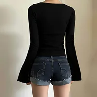 Pull en tricot pour femmes, chemisier Chic français, panneaux en dentelle, col bas, manches cloche, taille cintrée, haut trapèze, nouvelle collection 2025 4