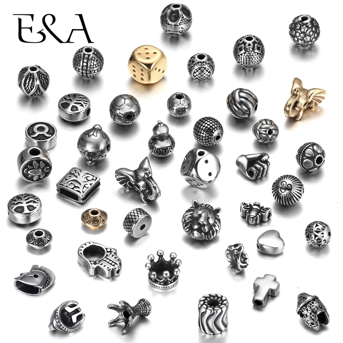 UNICRAFTALE 2 pz Lupo Perline Sciolte 304 Perline Spaziatura in Acciaio Inox Che Argento 2mm Piccolo Foro Perline Animale Testa di Lupo Perla Trova per Braccialetti Produzione Gioielli