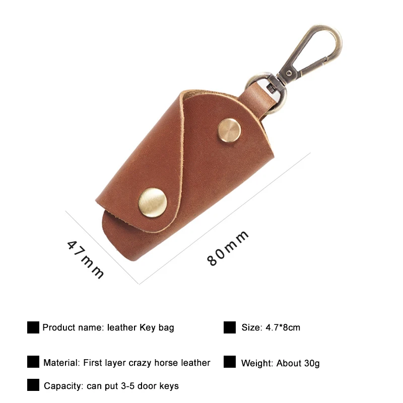 Genuine Leather Key Wallets Personalized Portable Mini Key Bag Vintage Male Waist Hanging Keys Case Cover Holder Keychain Pouch
