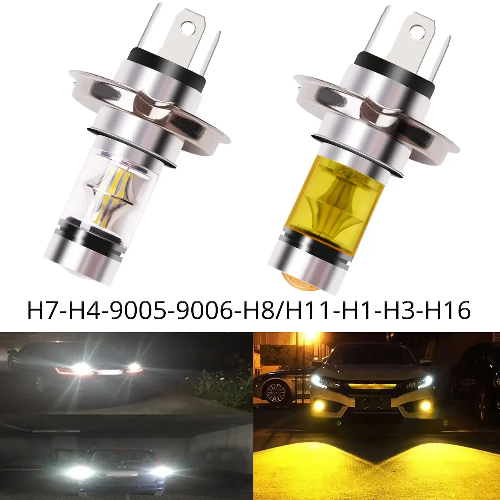 1pcs 100W 20 SMD Led Cree Car Fog Light Daytime Driving Led Fog light H4 H7  8000K White Light Super Bright Daytime Driving Light