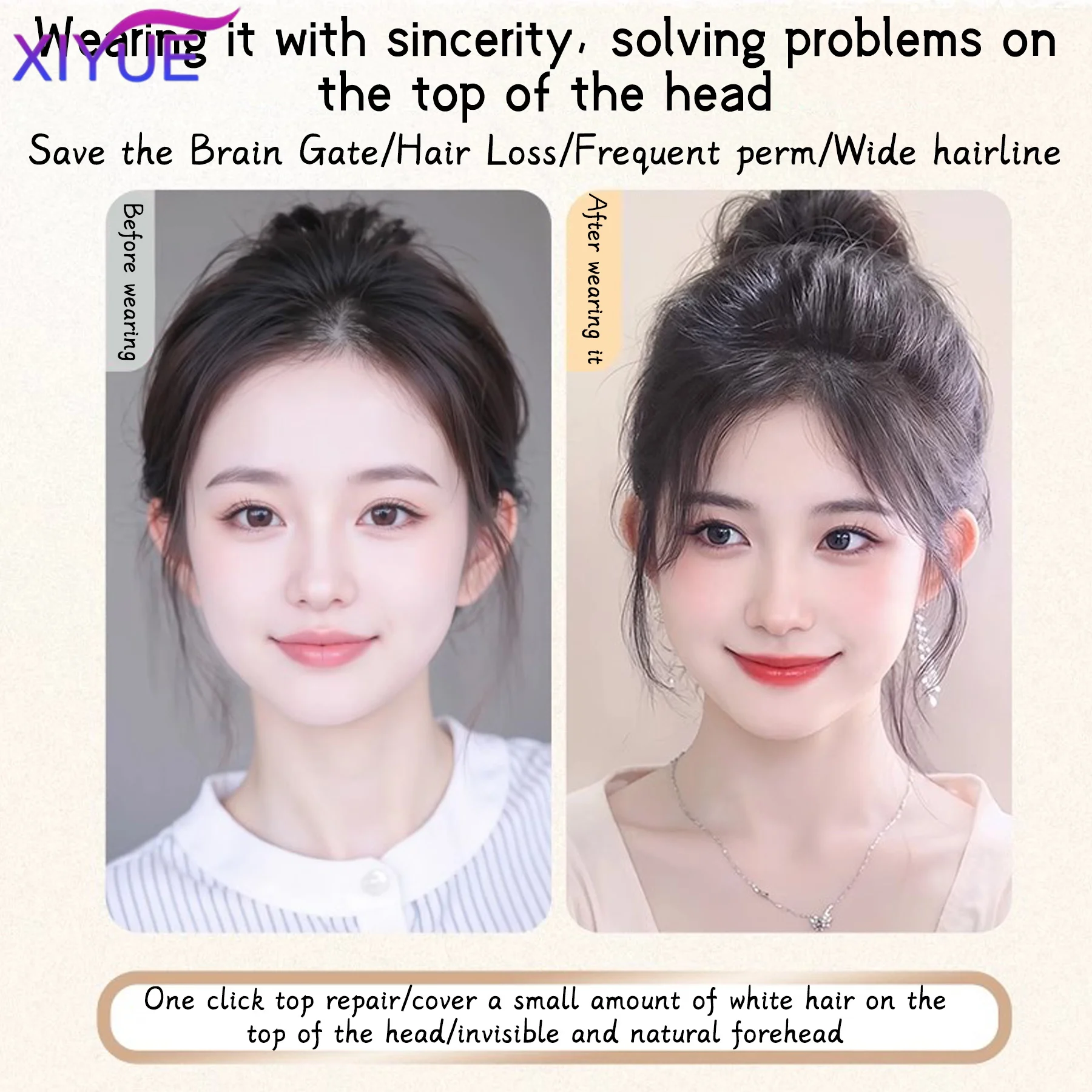 XIYUE Hair Bangs Topper for Women Natural-Looking Straight Human Hairpiece with Air Bangs Adds Volume Length Seamless Blending