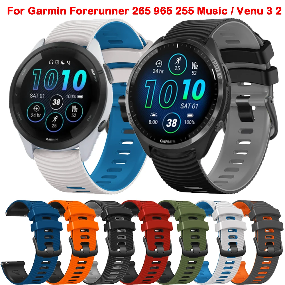 

Силиконовый ремешок для Garmin Forerunner 265 965 745 255 музыкальный наручный браслет Vivoactive 4 подарок 3 2 Fenix Chronos ремешок для часов