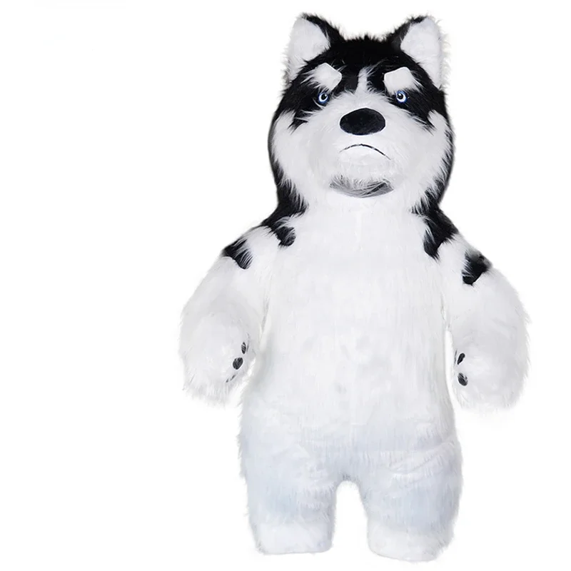 

Husky Dog Fursuit Inflatable Halloween Long Fur Mascot Costume white black Cosplay Party Fursuit Halloween Suit Adult Size