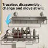 Bathroom Shelf Suction Cup Shampoo Holder Makeup Storage Organizer Aluminum Shower Shelf Bathroom Organizer No Drill Wall Shelf 1