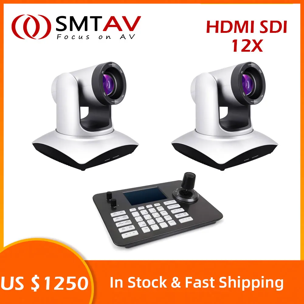Smtav 2pcs 12x Sdi+hdmi Streaming Camera Hdmi/3gsdi/rj45 Ptz Camera And 1 Pcs 4d Joystick