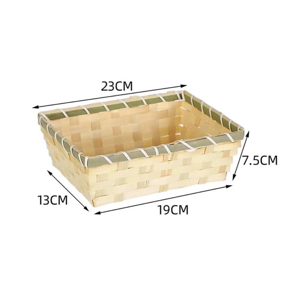 Simple Natural Color Bamboo Basket Rectangle Handmade Christmas Hamper Woven Wicker Bread Basket Home Shop Display 2