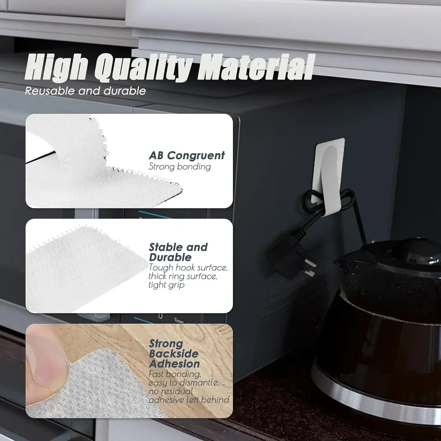 Enhanced Reusable Velcro Cable Ties: Self-Adhesive & Adjustable Cord Organizer