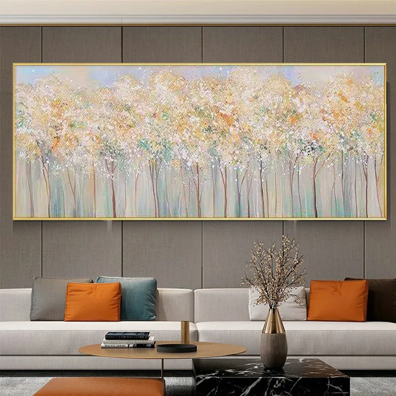 

Pure Hand-painted Oil Painting Golden Fortune Tree Modern Living Room Sofa Background Wall Decorative Painting Hanging Painting