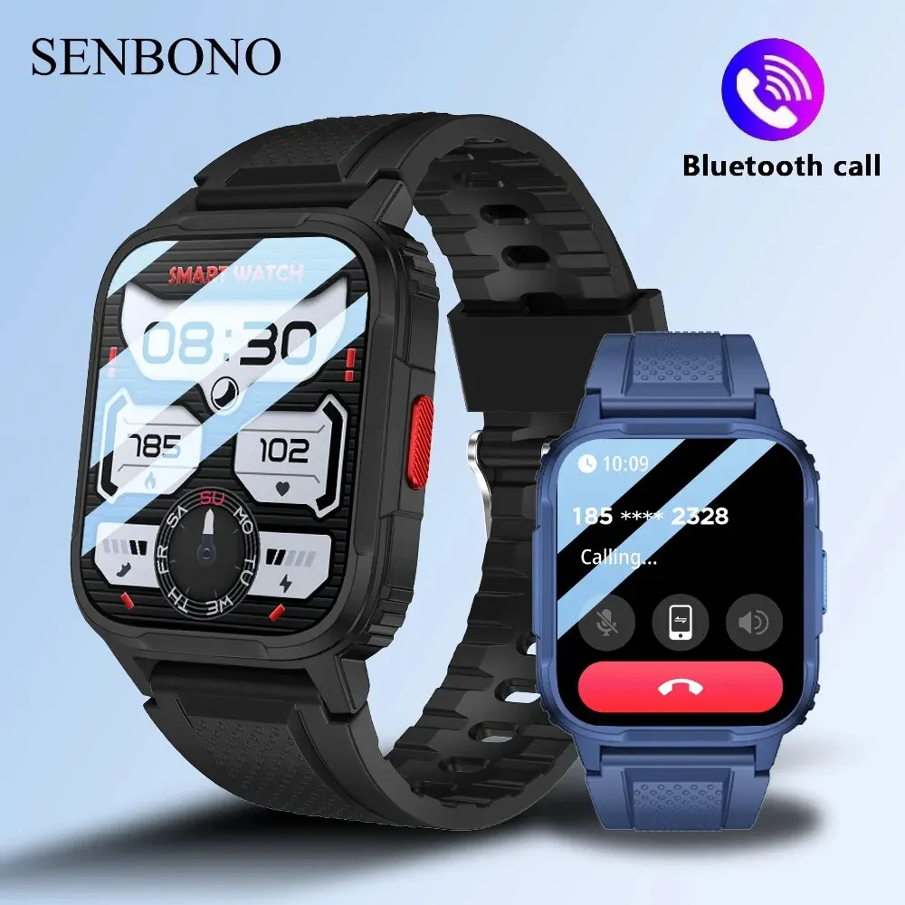 SENBONO 2024 New Smartwatch Men Women Bluetooth Call Watch 120 Sport Mode Fitness Tracker Screen IP68 Waterproof Smart Watch Men