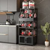 Multifunctional Storage Kitchen CabinetsMulti-layer Kitchen Shelves with Doors Floor Microwave Oven Storage Cabinet Furniture m 5