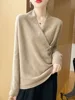 Women's Pure Wool Knitted Sweater, Buttoned, V-Neck, Loose, Simple, Top, Pullover, Casual, Fashionable, 2024 Autumn/Winter 6