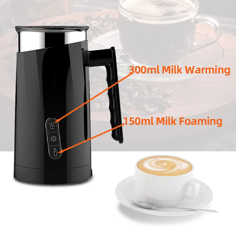 Electric Milk Frother Automatic Milk Warmer Frothing Foamer Hot and Cold for Making Latte Cappuccino Coffee Frothing Foamer biolomix bn11 4 in 1 hot and cold milk frother 150ml frothing capacity 300ml heating capacity