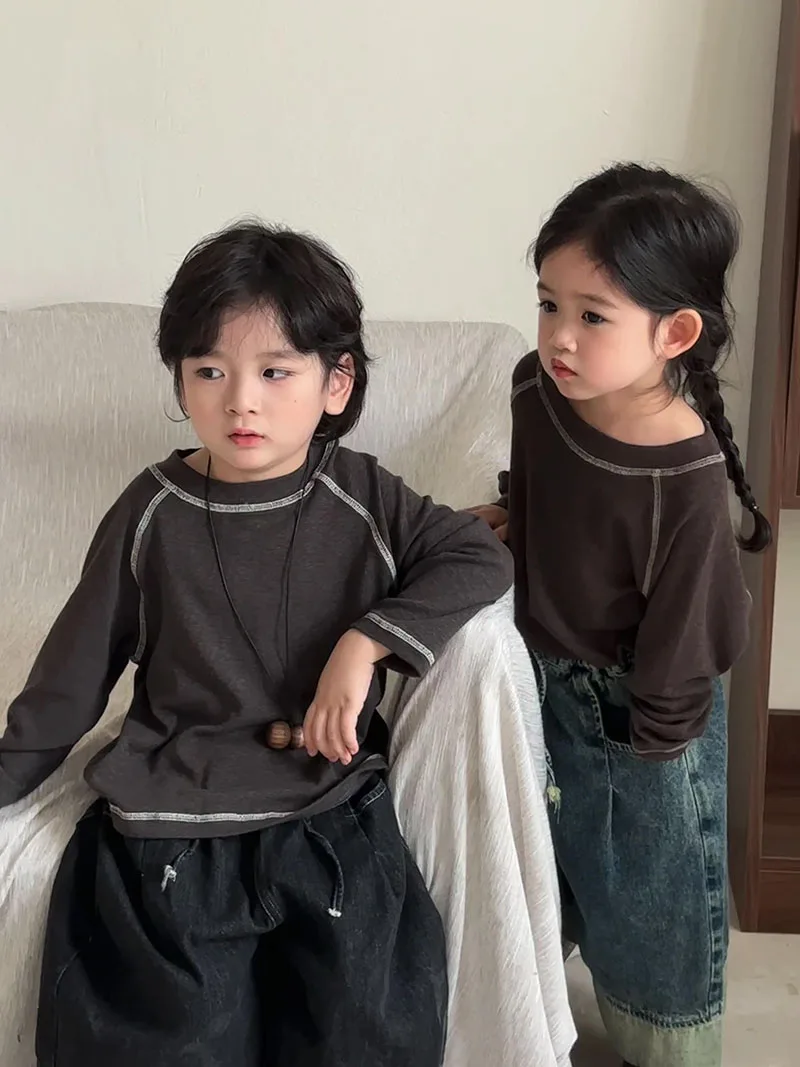 Autumn Kids Color Block Loose Fit Undershirts