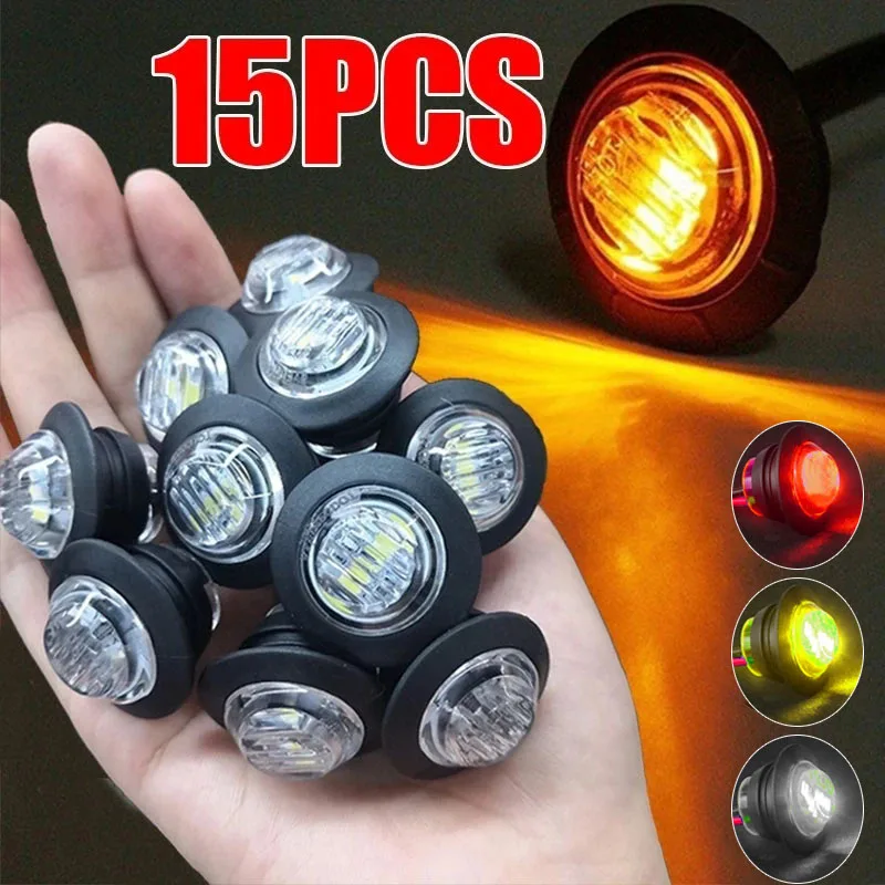 2/5/10/15pcs 12v/24v Round Trailer Side Marker Lights Yellow White Red