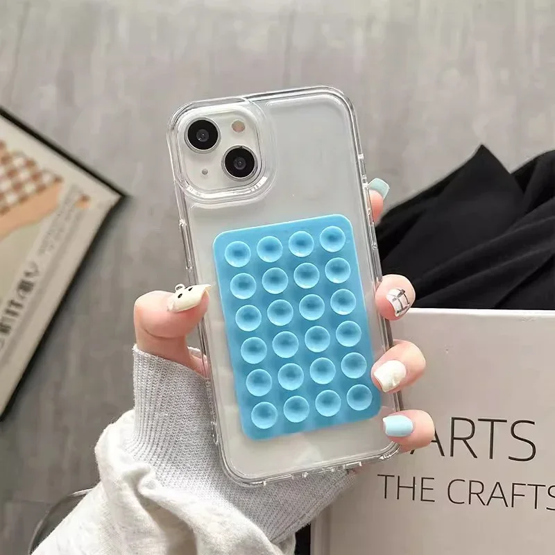 Transparent 3D Suction Cup Shockproof Phone Case - Soft Protective Cover