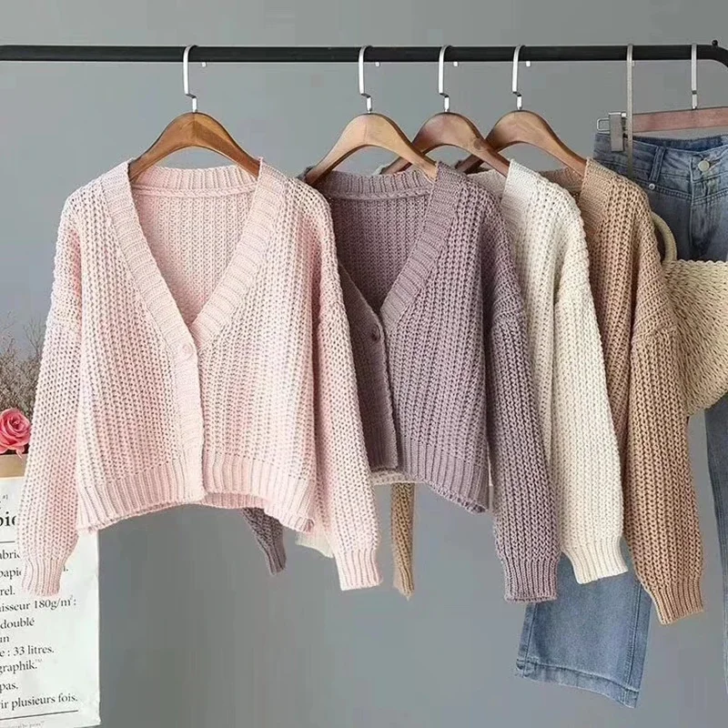 Autumn and Winter Fashion Women's Cardigan Knitted Sweater New Women's Long-sleeved Solid Color Elegant Loose Top