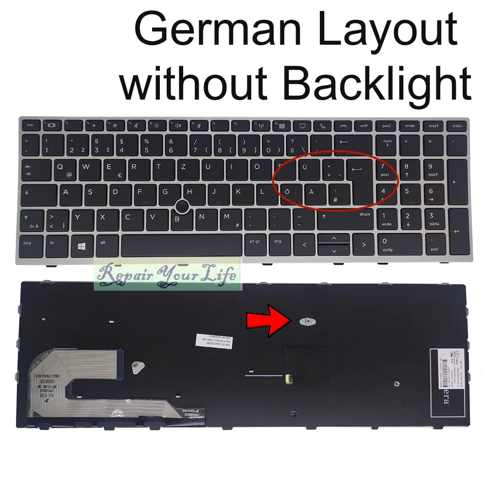 Teclado Retroiluminado para hp Elitebook Português Alemão Suíço e Dinamarquês Notebook da ue 855 850 g5 g6 Zbook 15u g5 g6 Hpm17b7 Novo - Imagem 5