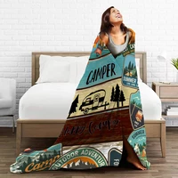 1PC Camper and Forest Pattern Printed Blanket, Suitable for Sofas, Beds, Offices, Travel, Camping Chairs, Warm Plush Blanket 4