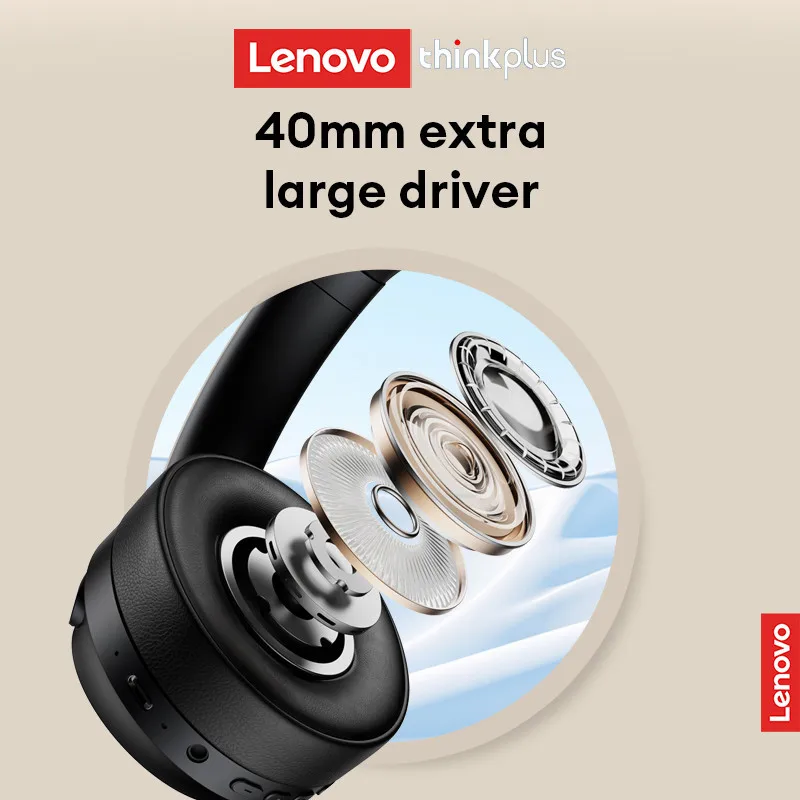 Lenovo 무선 블루투스 5.4 헤드폰, 트루 하이브리드 액티브 노이즈 감소 헤드셋, HiFi 공간 오디오 헤드 추적 이어버드, Th46
