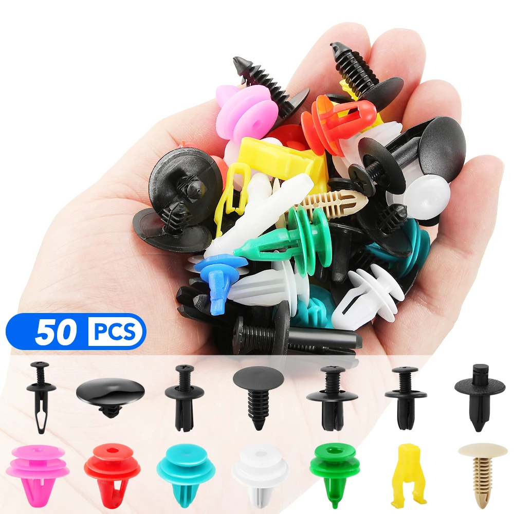 50Pc Universal Mixed Auto Fastener Clips Accessori Auto Per Nissan Qashqai J10 J11 Juke X Trail T32 Per Honda Civic Crv Abarth