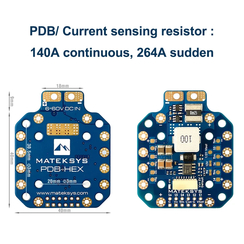 PDB 6-60V 140A continu 264A impulsion pour drone FPV