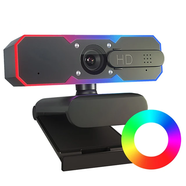 1080p 60fps RGB Led Light Game Webcam USB Camera For Gaming PC Computer Web Cam With Microphone 7 Color Change