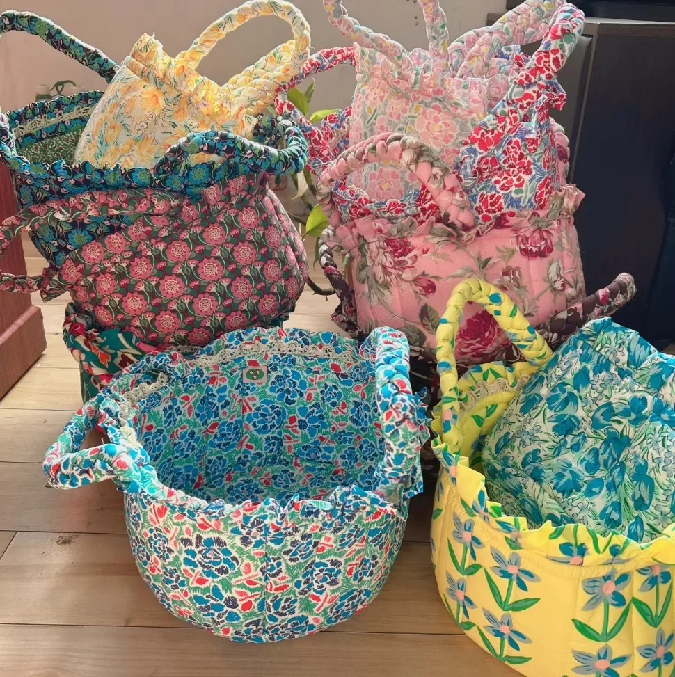 Sweet Floral Women's Bento Handbags Retro Patchwork Ladies Tote Shoulder Bags Retro Flower Female Storage Shopper Bag Purse