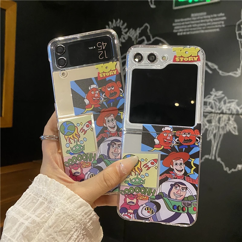 

Anime Korean Disney Marie Cat Donald Duck Minnie Mouse Toy Story For Samsung Galaxy Z Flip Fold 3 4 5 Cover Phone Case Gift