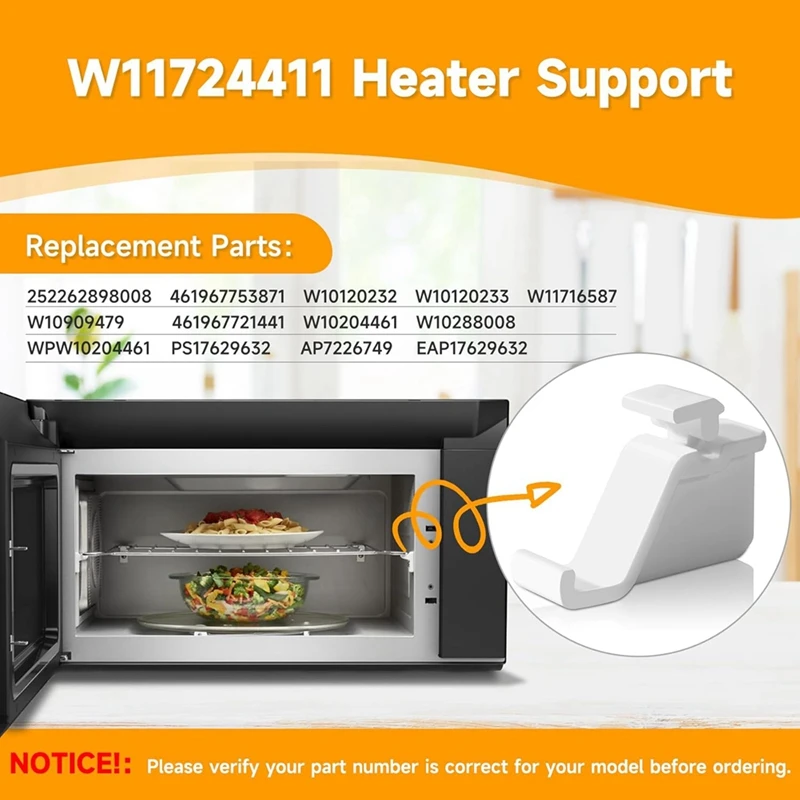 Heater Support ABDJ-W11724411 W10909479 fits Whirlpool Kitchenaid Jenn-Air Maytag Microwave Oven Grill Replaces 461967753871