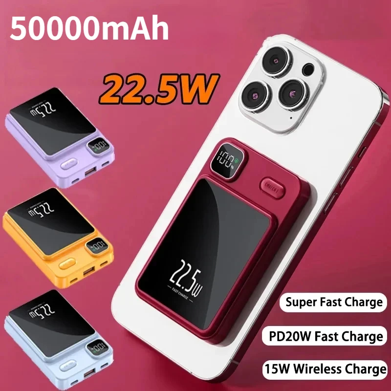 2024 Nuovo 50000Mah 22.5W Magnetic Power Bank Pd20W Ricarica Rapida Wireless Magsafe Power Bank Per Iphone 14 Samsung Huawei