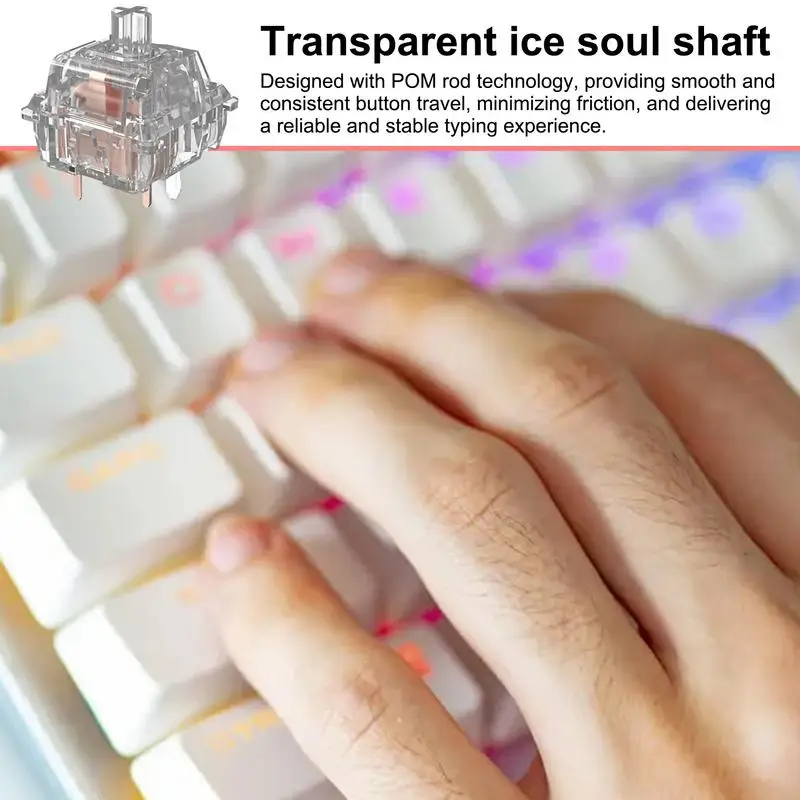 Switches Keyboard Transparent Keyboard Switches Mechanical 5-Pin Linear Switches Smooth Sensitive Replaceable Tactile Switches