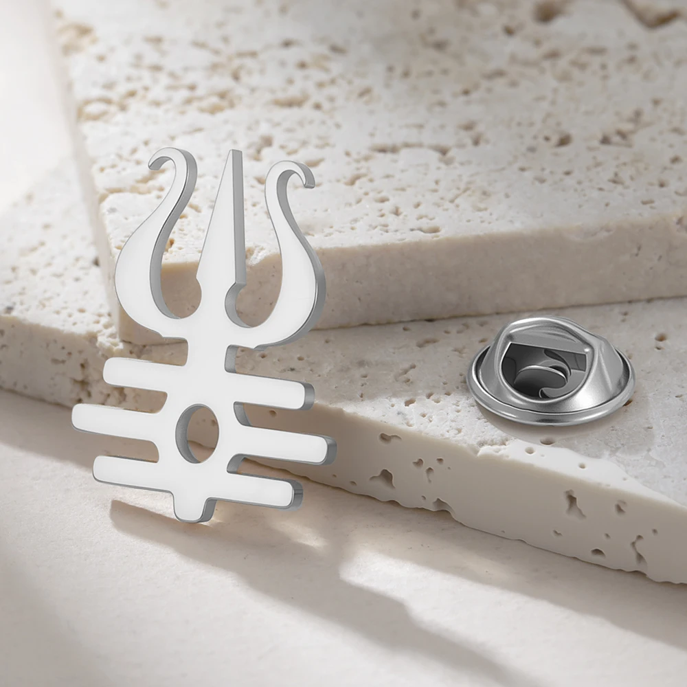 Dawapara Lord Shiva Dreizack Brosche Mantra Buddhismus Hindu Gott Segen Symbol Anstecknadeln Edelstahl Schmuck – Detail 12