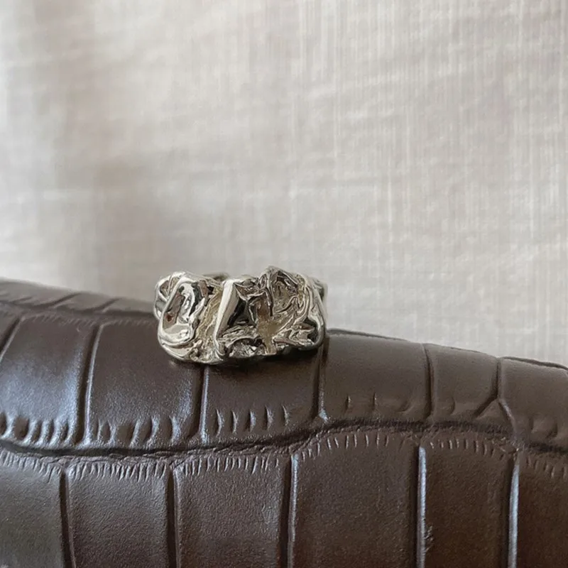 Silver Color French Style Irregular Shape Thick Ring for Women Hotsale Vintage Golden Chunky Rings Party Jewelry Gift